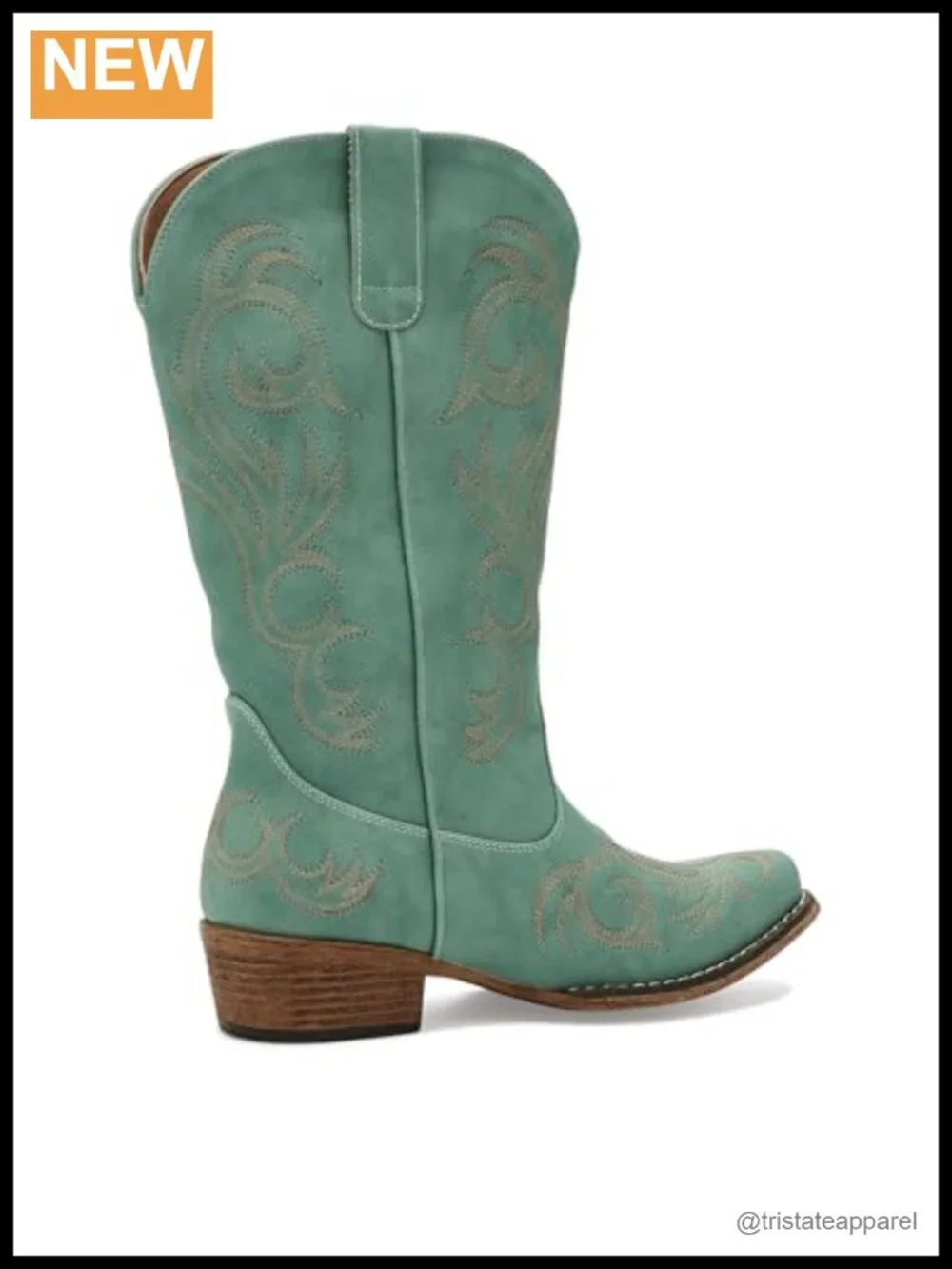 Women's Western Boots Turquoise Faux Leather Embroidered Over-the-Knee Snip Toe